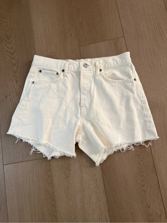 Agolde Pants - Agolde Off-White High-Rise Raw-Hem Denim Shorts